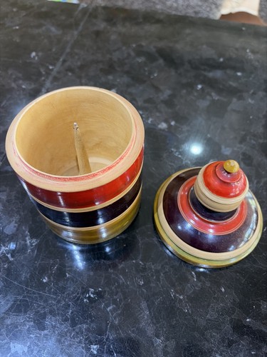 Turned wood string holder - turned,