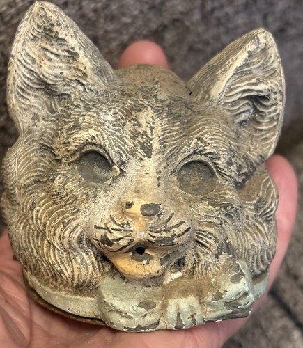 Antique tin metal cat - antique,