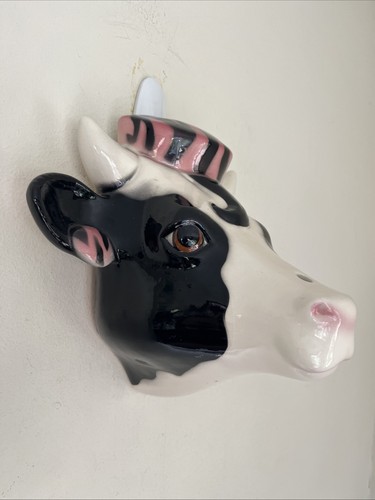 Vintage ceramic cow with - vintage,